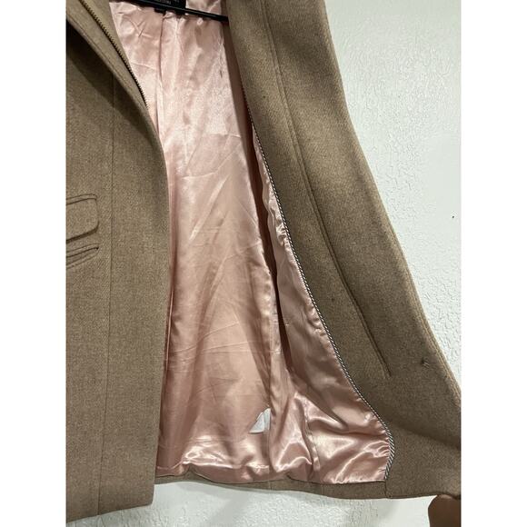 J. Crew Italian Stadium Cloth By Nello Gori Womens Tan Winter Overcoat Size 0P - Picture 2 of 7